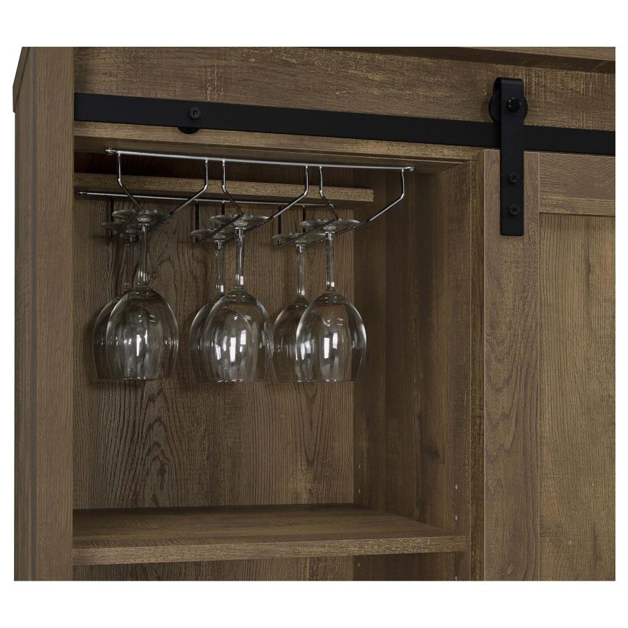 Arlington Sliding Door Home Bar Wine Cabinet Rustic Oak - Home & Sleep Outlet