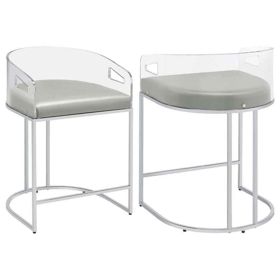Thermosolis Clear Acrylic Counter Chair Chrome (Set of 2) - Home & Sleep Outlet