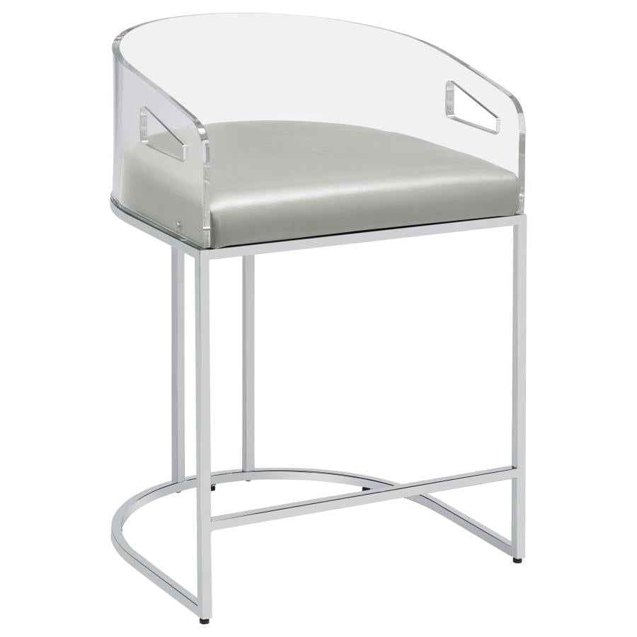 Thermosolis Clear Acrylic Counter Chair Chrome (Set of 2) - Home & Sleep Outlet