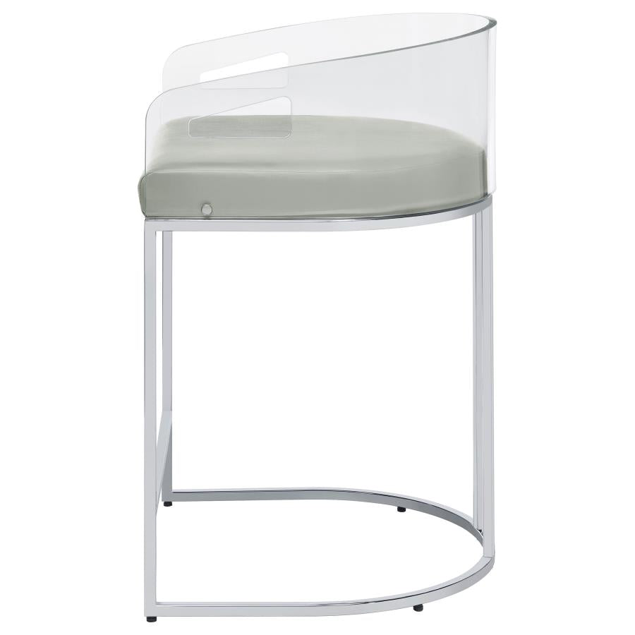 Thermosolis Clear Acrylic Counter Chair Chrome (Set of 2) - Home & Sleep Outlet