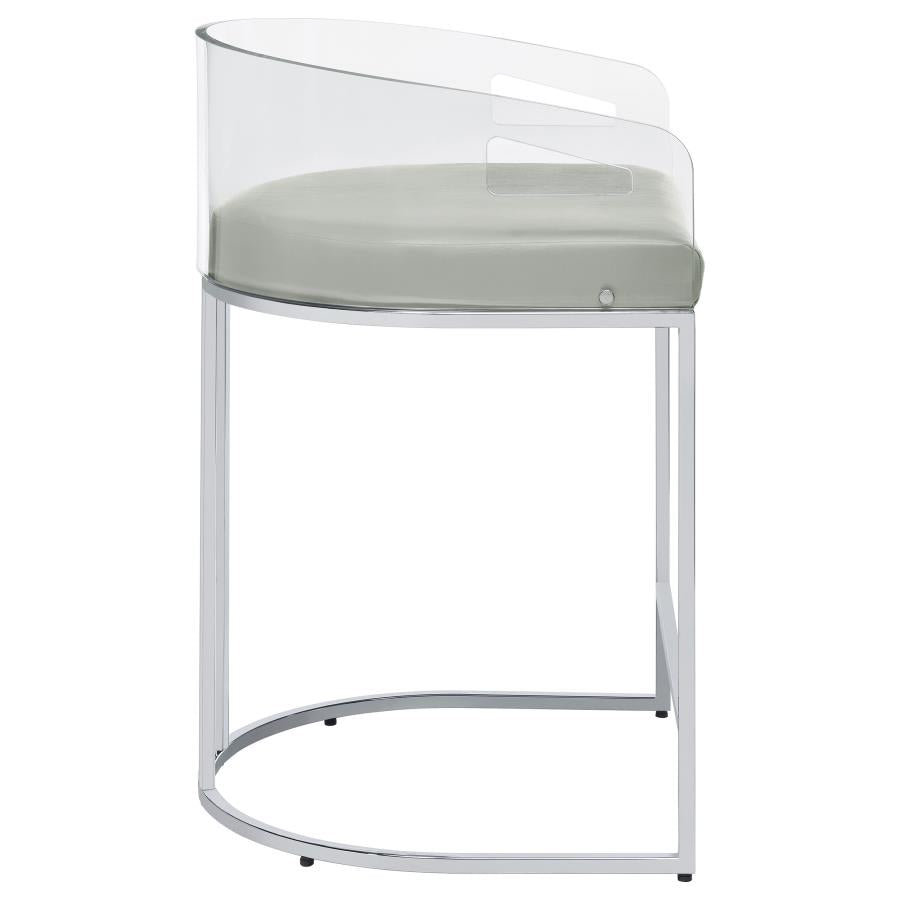 Thermosolis Clear Acrylic Counter Chair Chrome (Set of 2) - Home & Sleep Outlet