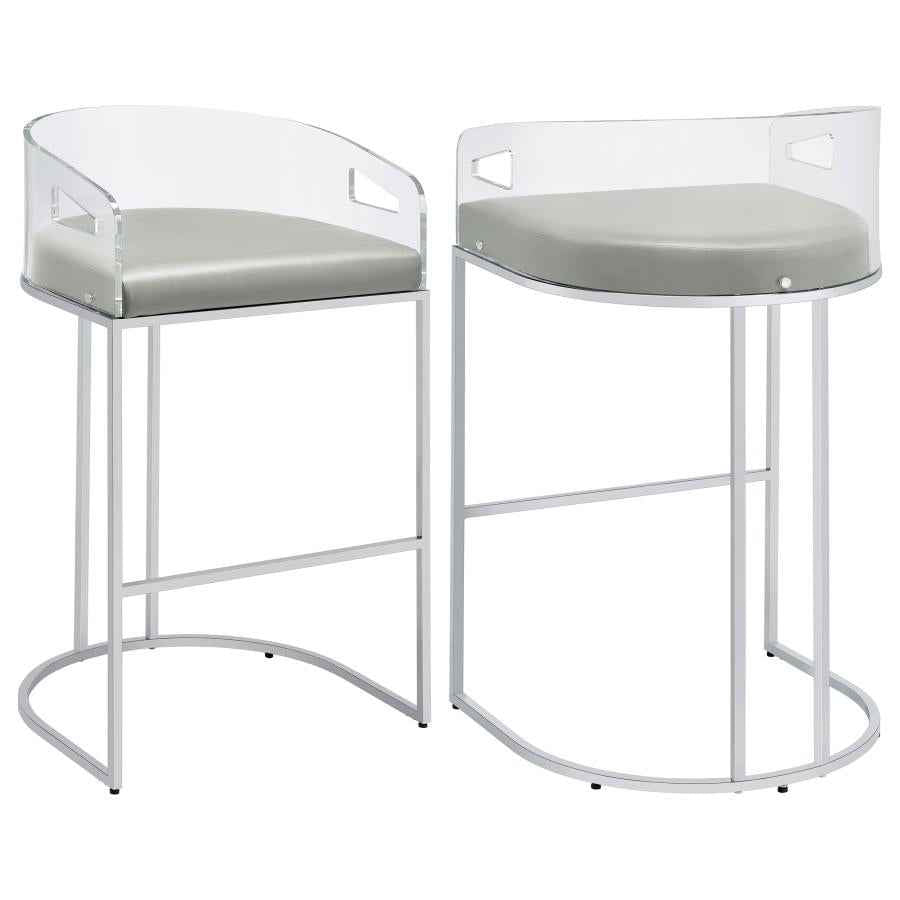 Thermosolis Clear Acrylic Bar Chair Chrome (Set of 2) - Home & Sleep Outlet