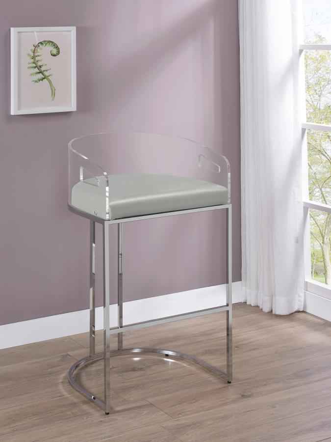Thermosolis Clear Acrylic Bar Chair Chrome (Set of 2) - Home & Sleep Outlet