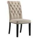 Alana Fabric Upholstered Dining Side Chair Beige (Set of 2)