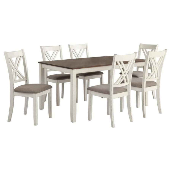 Fortress 7-piece Rectangular Dining Set Vintage Vanilla