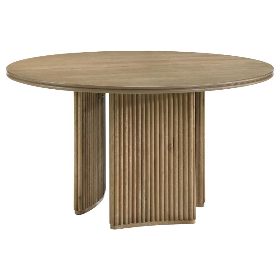 Home & Sleep Outlet - Adina 5-piece Round Dining Table Set Distressed Light Brown
