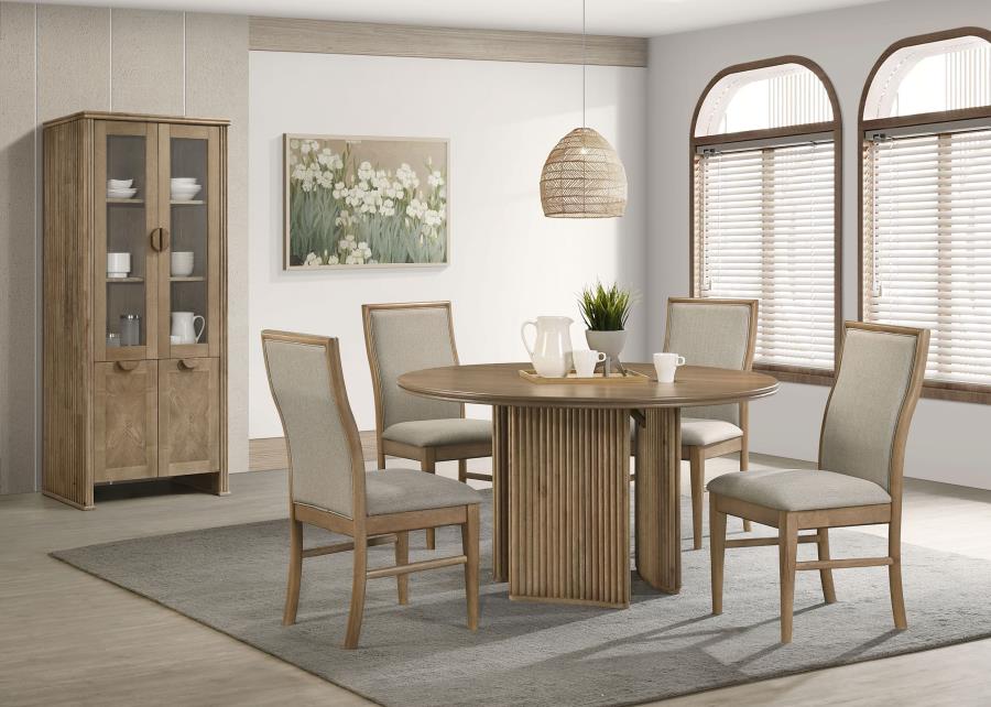 Home & Sleep Outlet - Adina 53-inch Round Wood Dining Table Distressed Light Brown