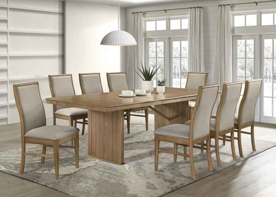 Adina 9-piece Extension Dining Set Distressed Light Brown