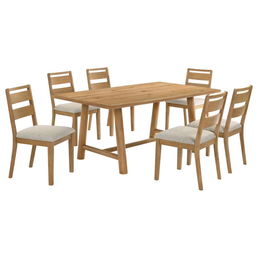 Home & Sleep Outlet - Duncan 7-piece Rectangular Wood Dining Table Set Washed Oak