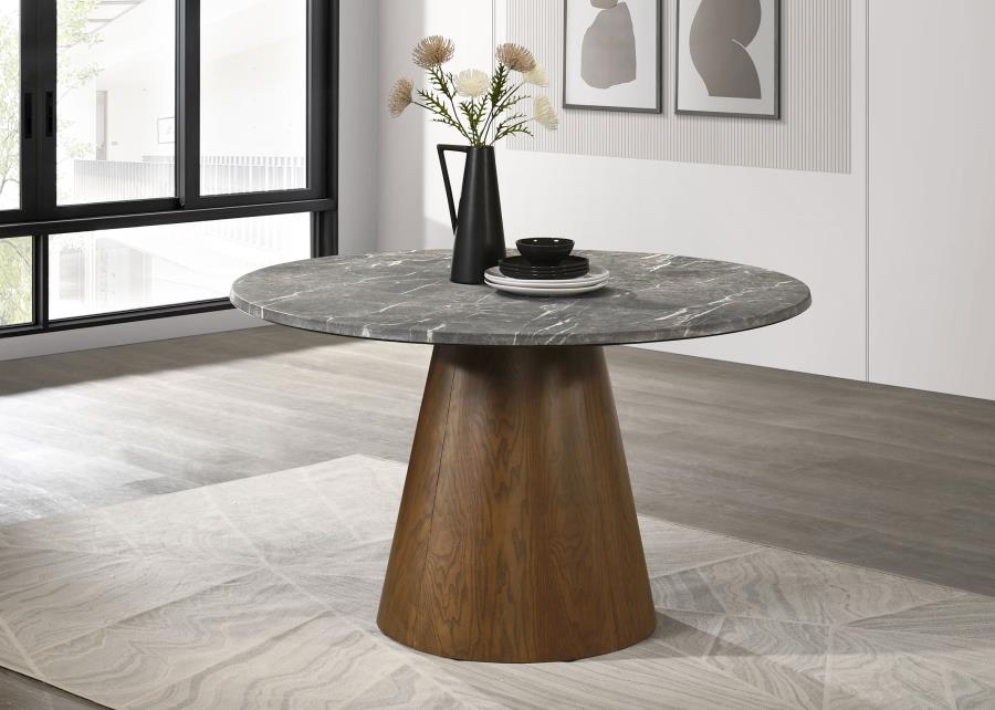 Home & Sleep Outlet - Franklin 50-inch Round Dining Table Grey and Dark Oak