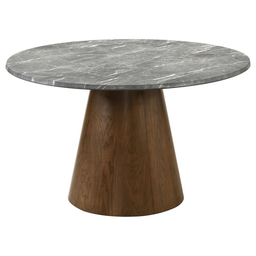 Home & Sleep Outlet - Franklin 50-inch Round Dining Table Grey and Dark Oak