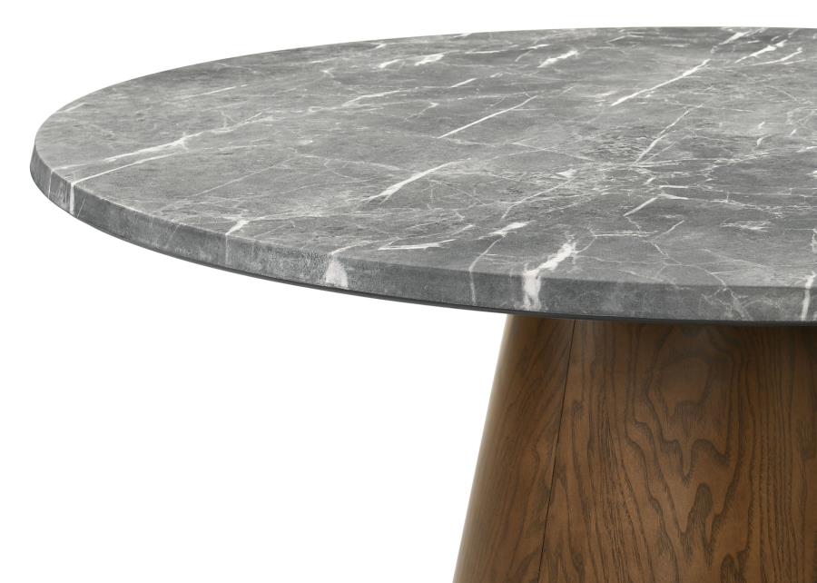 Home & Sleep Outlet - Franklin 50-inch Round Dining Table Grey and Dark Oak