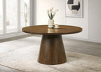 Home & Sleep Outlet - Franklin 54-inch Round Wood Pedestal Base Dining Table Dark Brown