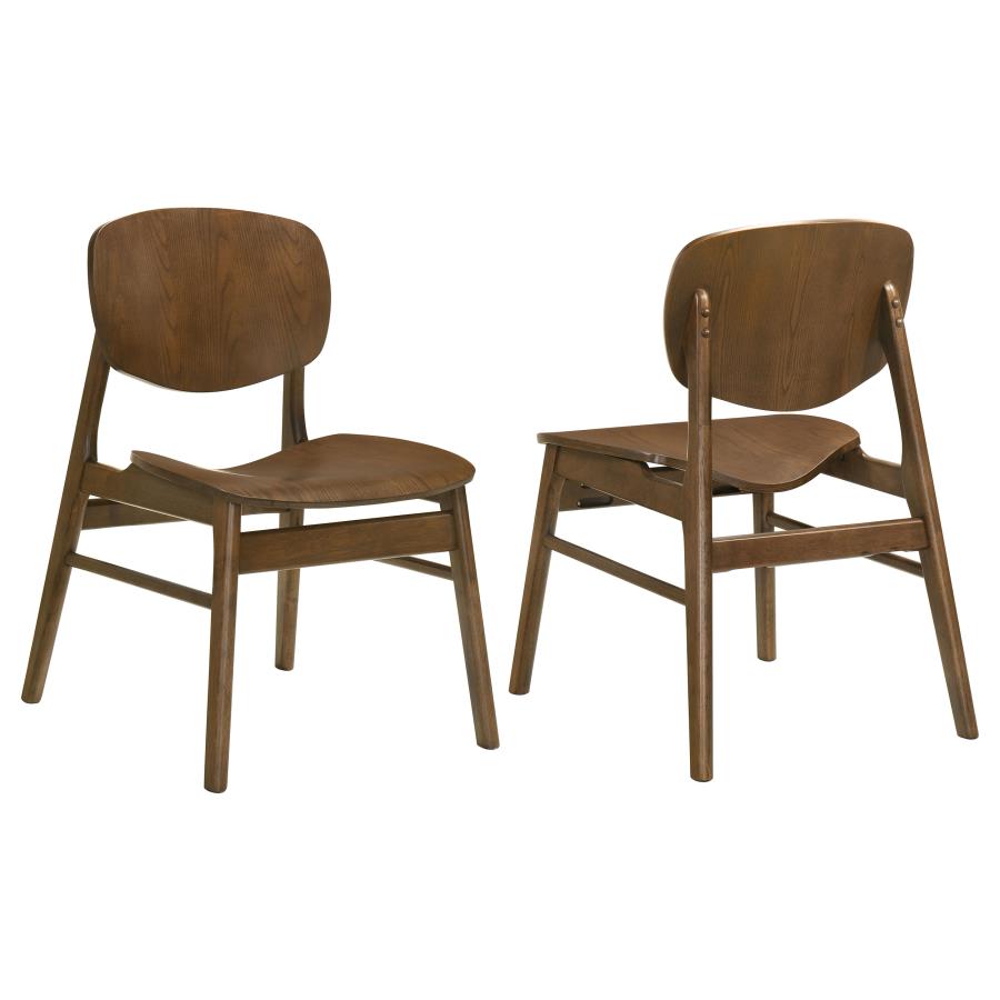 Home & Sleep Outlet - Benford Dining Side Chair Wood Seat Dark Brown (Set of 2)