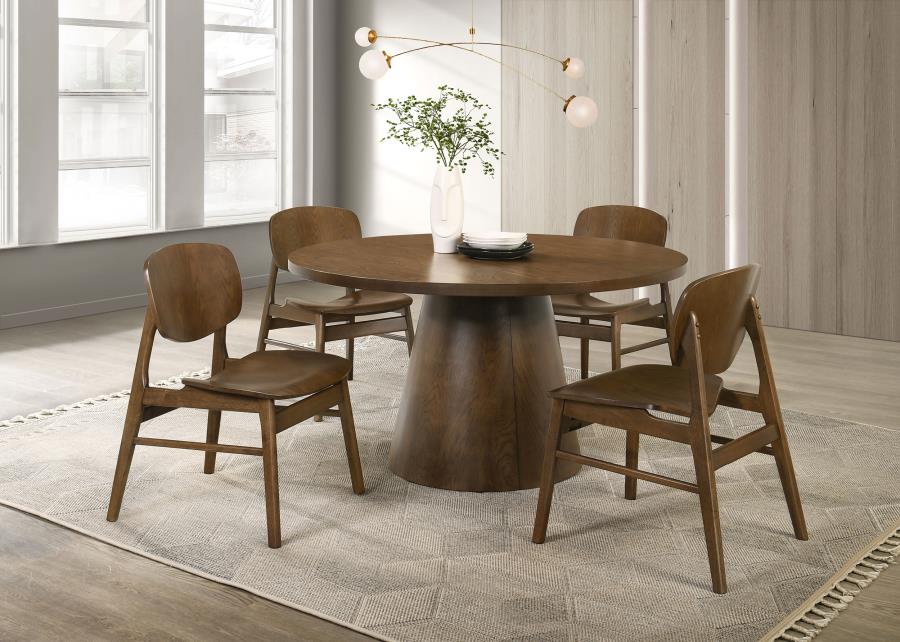 Home & Sleep Outlet - Benford Dining Side Chair Wood Seat Dark Brown (Set of 2)