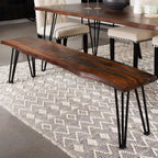 Home & Sleep Outlet - Neve Live Edge Wood Dining Bench Hairpin Legs Grey Sheesham