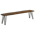 Home & Sleep Outlet - Neve Live Edge Wood Dining Bench Hairpin Legs Grey Sheesham
