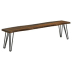 Home & Sleep Outlet - Neve Live Edge Wood Dining Bench Hairpin Legs Grey Sheesham