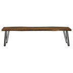 Home & Sleep Outlet - Neve Live Edge Wood Dining Bench Hairpin Legs Grey Sheesham