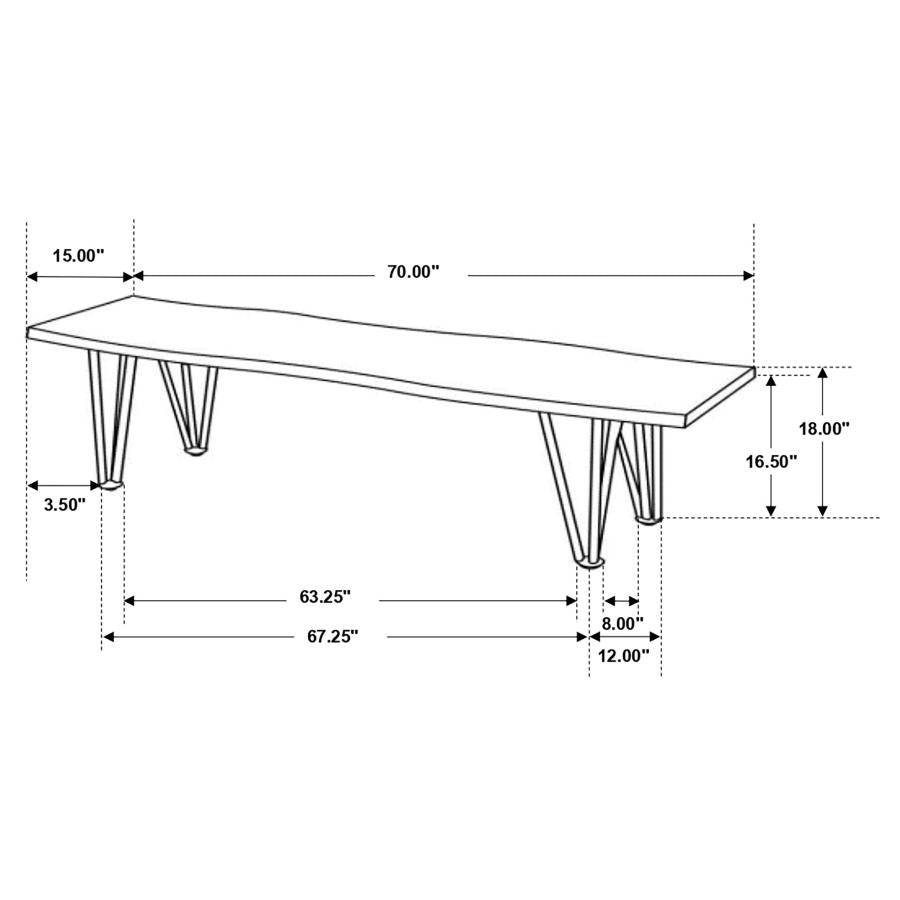 Home & Sleep Outlet - Neve Live Edge Wood Dining Bench Hairpin Legs Grey Sheesham