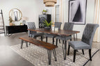 Home & Sleep Outlet - Neve Live Edge Wood Dining Bench Hairpin Legs Grey Sheesham