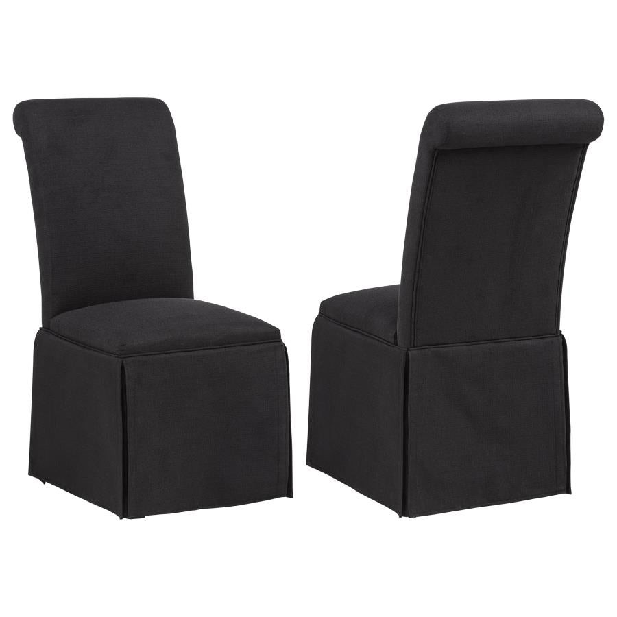 Home & Sleep Outlet - Shawna Upholstered Skirted Side Chair Black (Set of 2)
