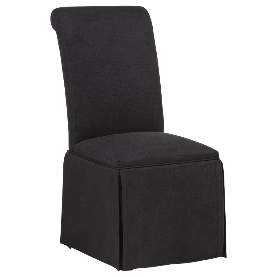 Home & Sleep Outlet - Shawna Upholstered Skirted Side Chair Black (Set of 2)