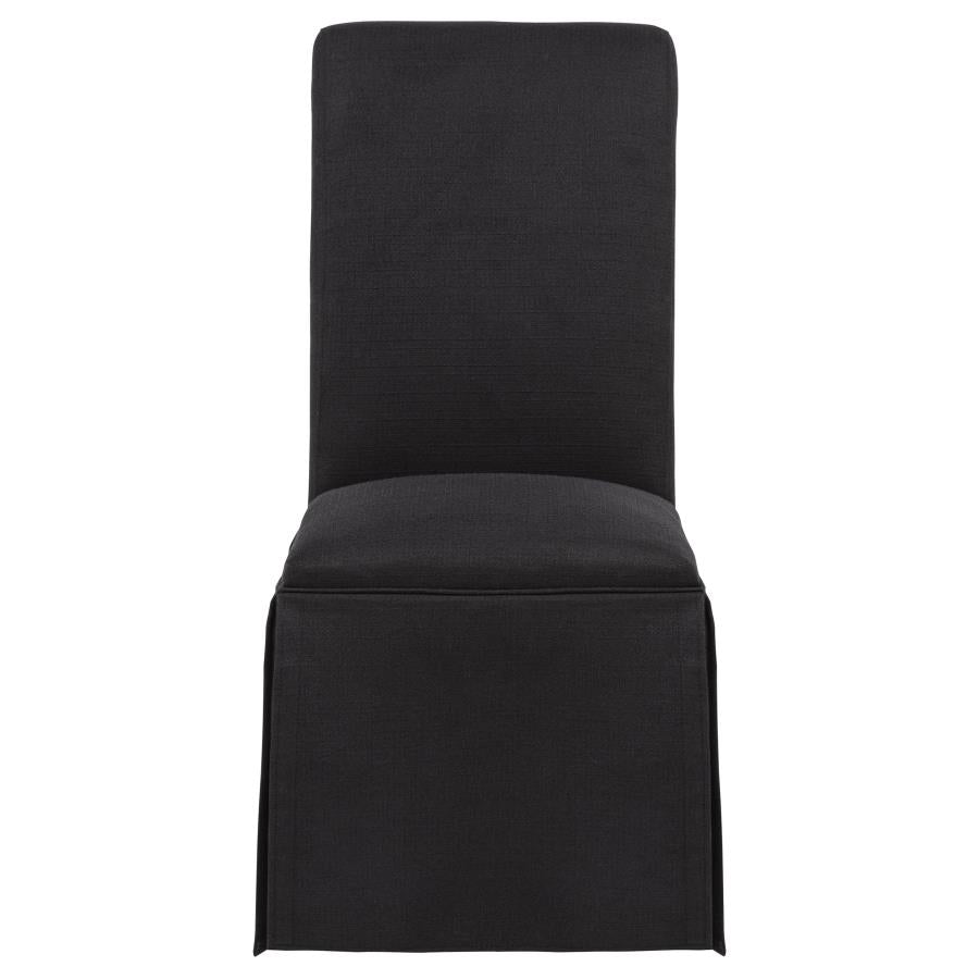 Home & Sleep Outlet - Shawna Upholstered Skirted Side Chair Black (Set of 2)