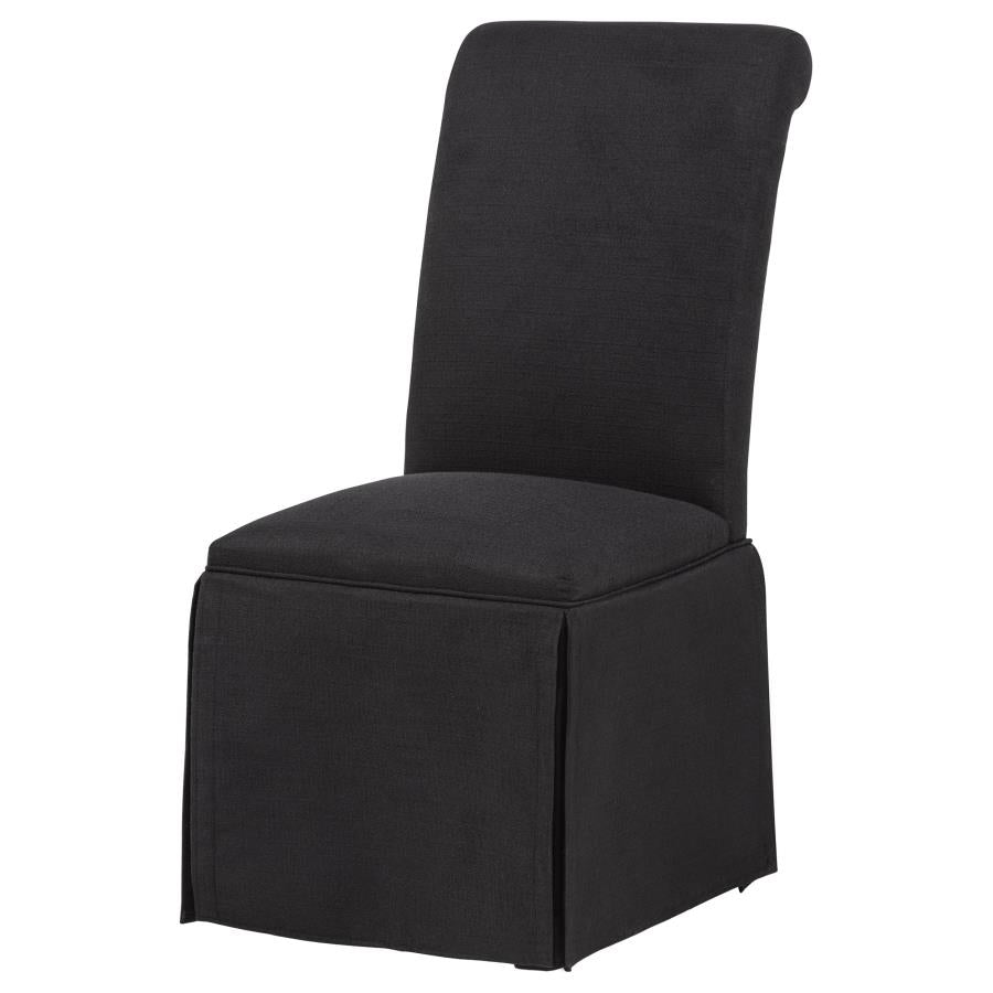 Home & Sleep Outlet - Shawna Upholstered Skirted Side Chair Black (Set of 2)