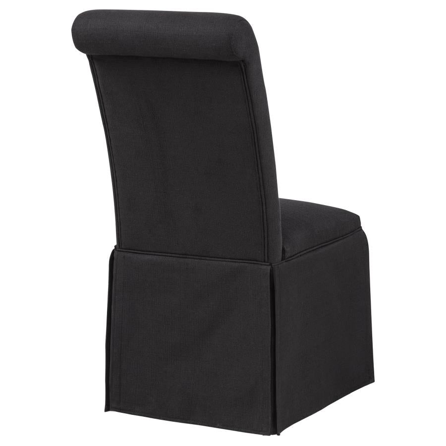 Home & Sleep Outlet - Shawna Upholstered Skirted Side Chair Black (Set of 2)