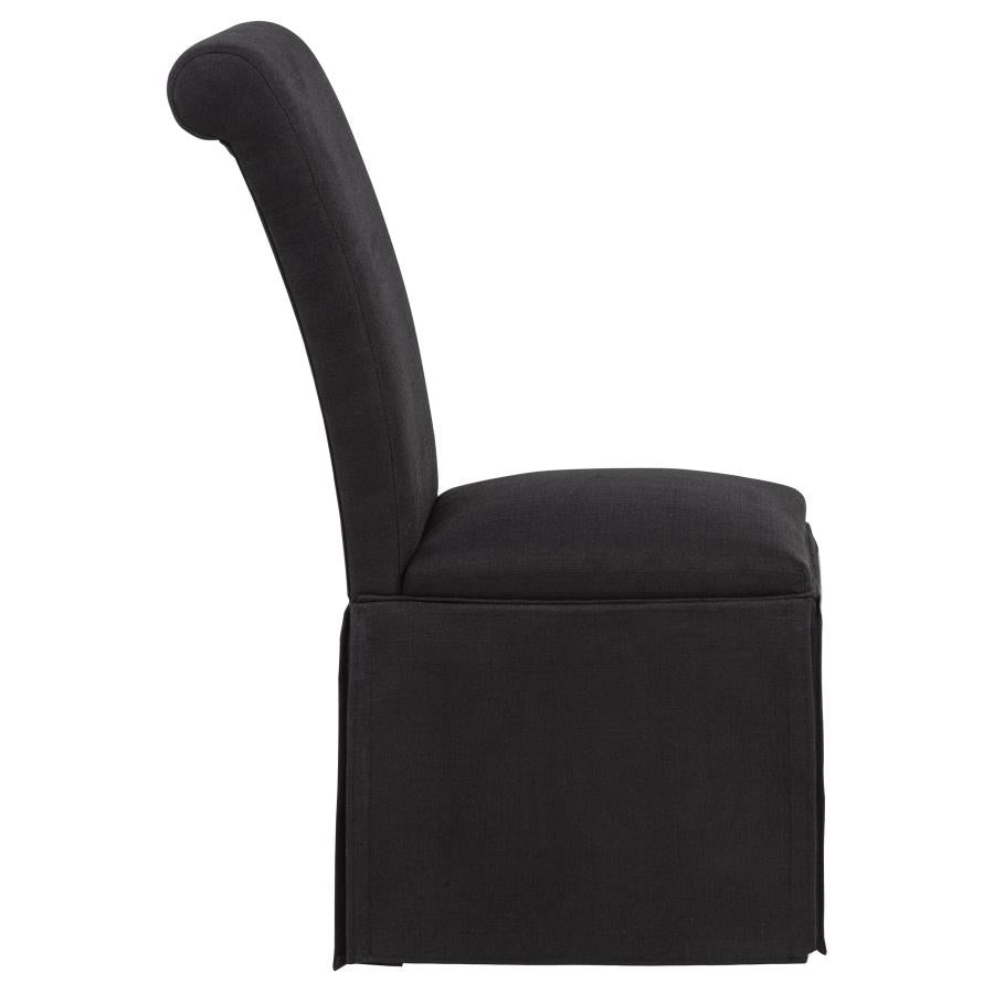 Home & Sleep Outlet - Shawna Upholstered Skirted Side Chair Black (Set of 2)