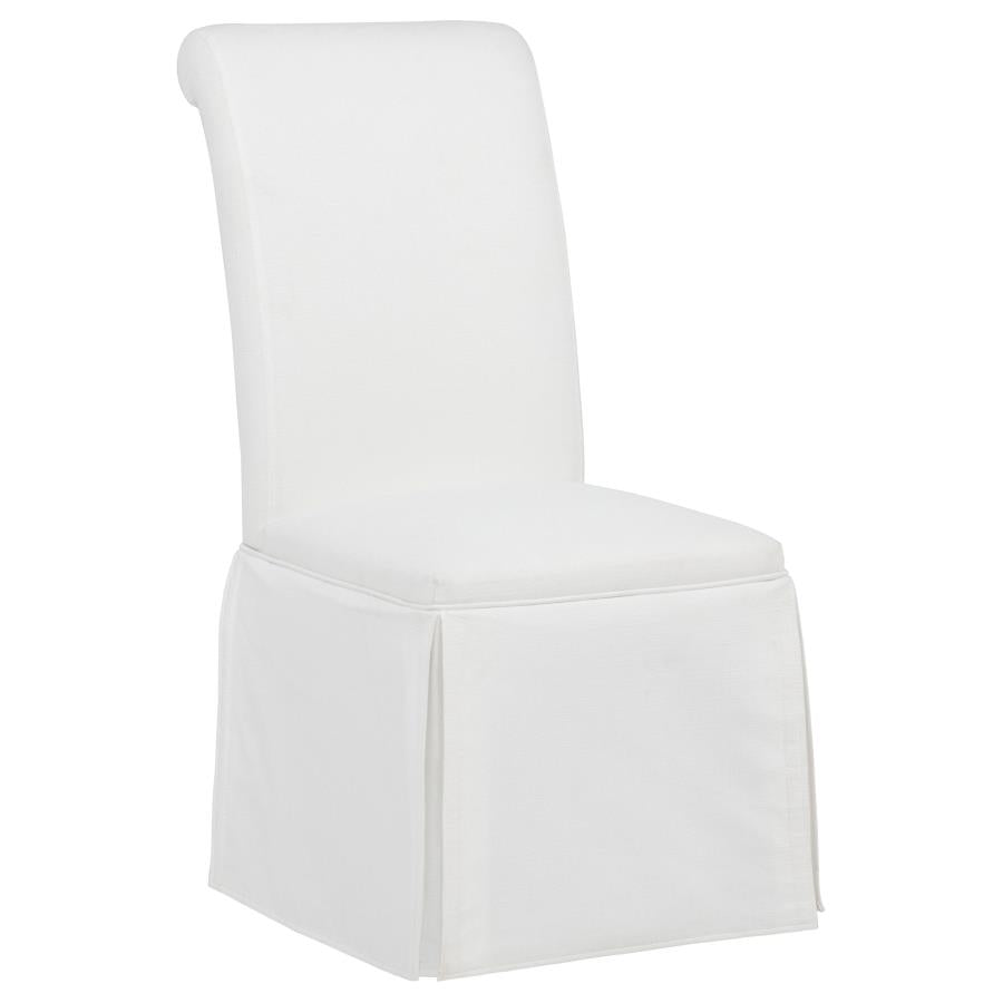 Home & Sleep Outlet - Shawna Upholstered Skirted Side Chair White (Set of 2)