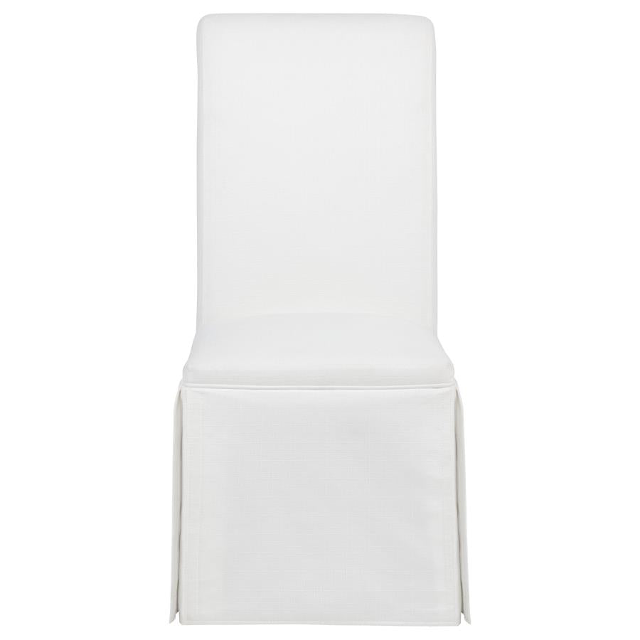 Home & Sleep Outlet - Shawna Upholstered Skirted Side Chair White (Set of 2)