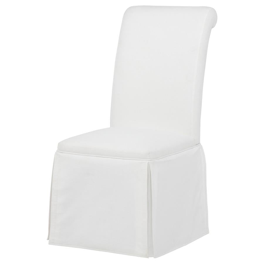 Home & Sleep Outlet - Shawna Upholstered Skirted Side Chair White (Set of 2)