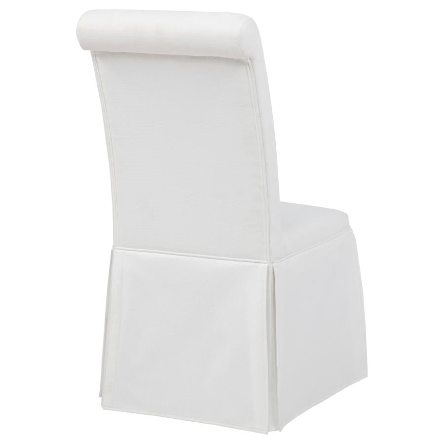 Home & Sleep Outlet - Shawna Upholstered Skirted Side Chair White (Set of 2)