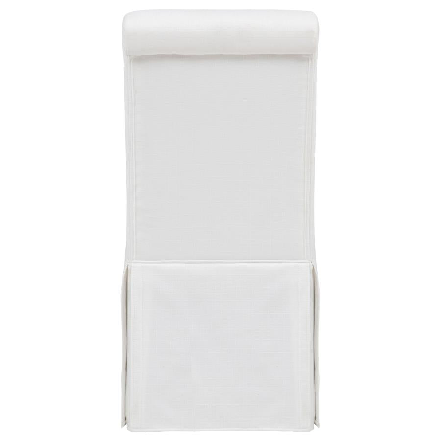 Home & Sleep Outlet - Shawna Upholstered Skirted Side Chair White (Set of 2)