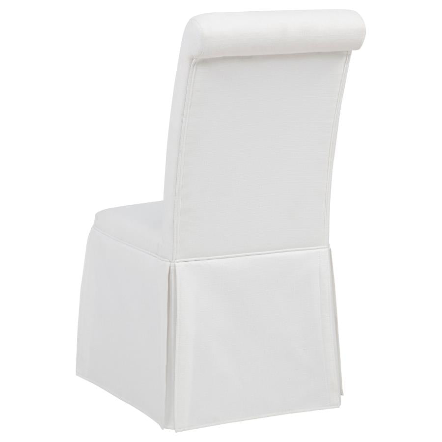 Home & Sleep Outlet - Shawna Upholstered Skirted Side Chair White (Set of 2)