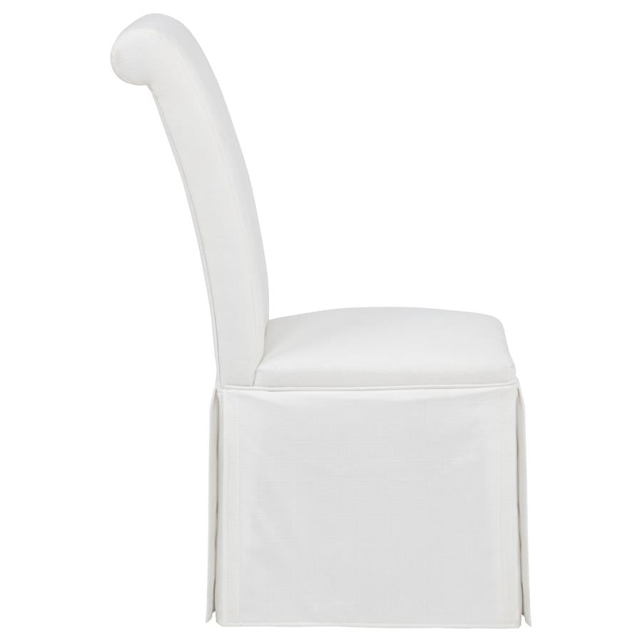 Home & Sleep Outlet - Shawna Upholstered Skirted Side Chair White (Set of 2)