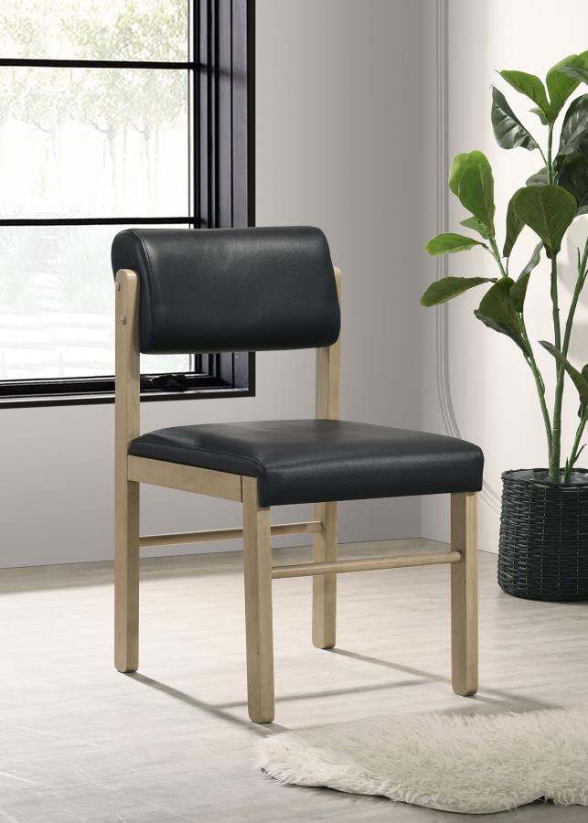 Home & Sleep Outlet - Kehoe Upholstered Dining Side Chair Black and Natural Oak (Set of 2)