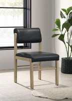 Home & Sleep Outlet - Kehoe Upholstered Dining Side Chair Black and Natural Oak (Set of 2)