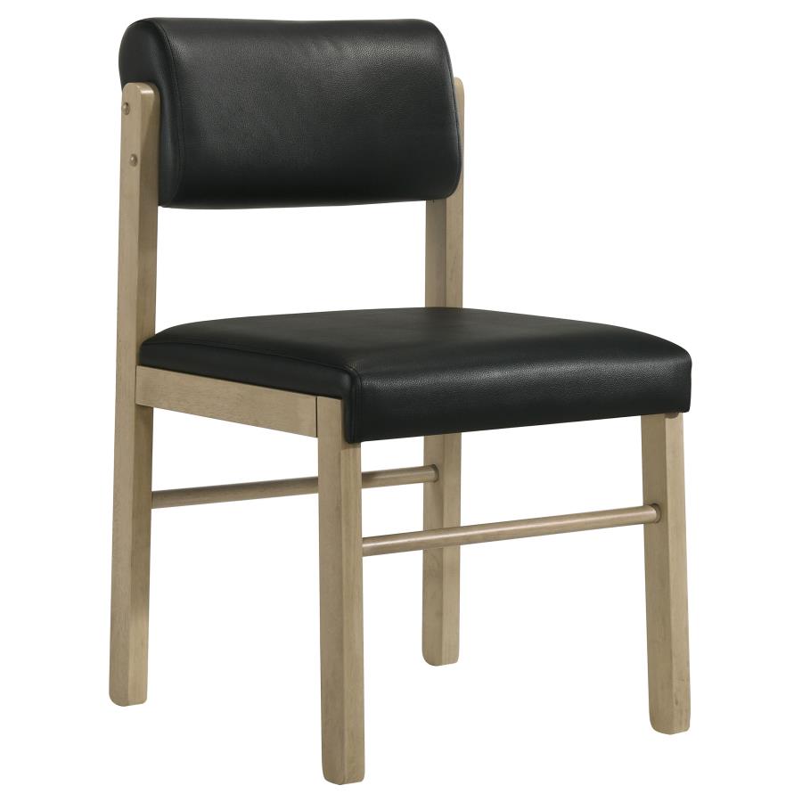 Home & Sleep Outlet - Kehoe Upholstered Dining Side Chair Black and Natural Oak (Set of 2)