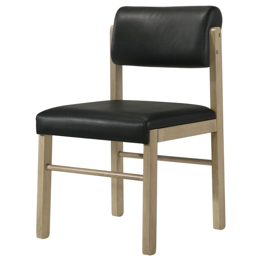 Home & Sleep Outlet - Kehoe Upholstered Dining Side Chair Black and Natural Oak (Set of 2)