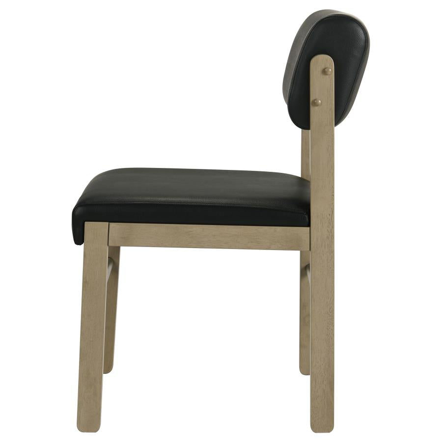 Home & Sleep Outlet - Kehoe Upholstered Dining Side Chair Black and Natural Oak (Set of 2)
