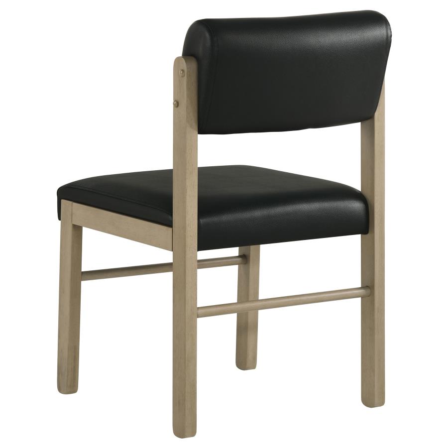 Home & Sleep Outlet - Kehoe Upholstered Dining Side Chair Black and Natural Oak (Set of 2)
