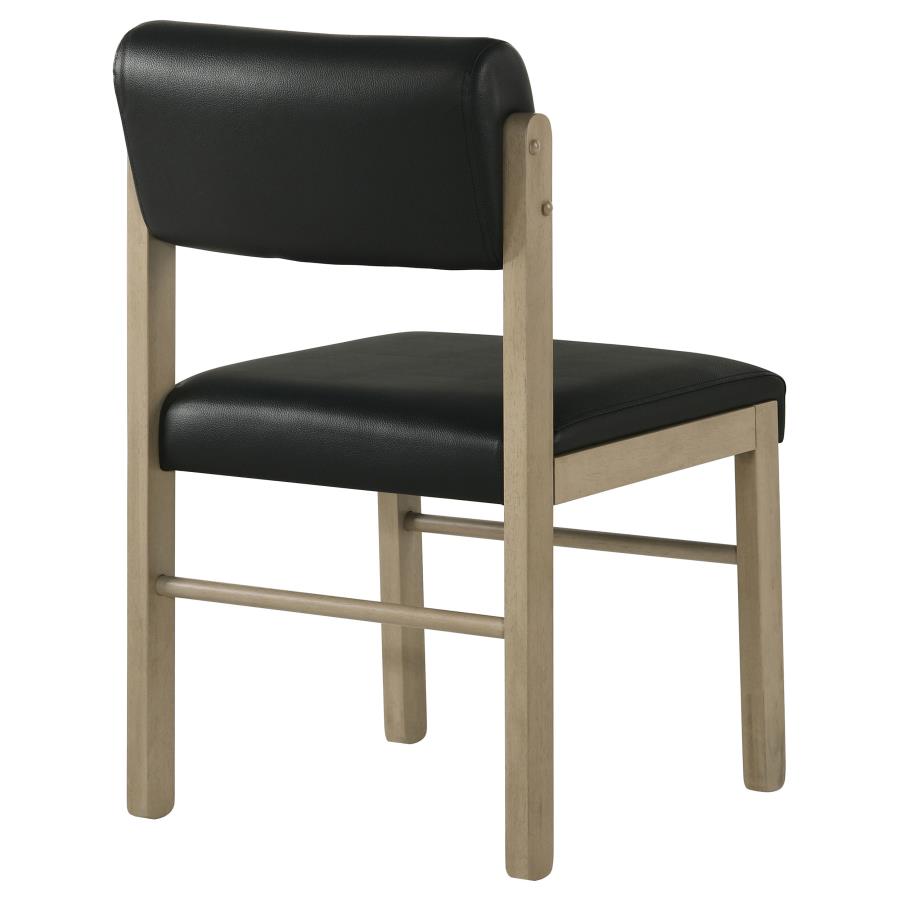 Home & Sleep Outlet - Kehoe Upholstered Dining Side Chair Black and Natural Oak (Set of 2)