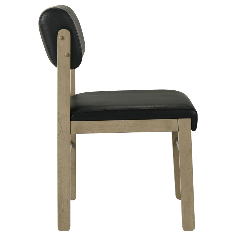 Home & Sleep Outlet - Kehoe Upholstered Dining Side Chair Black and Natural Oak (Set of 2)