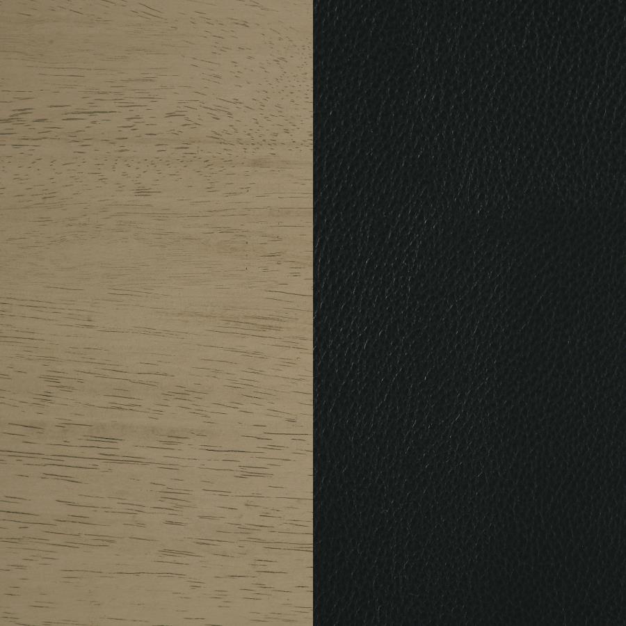 Home & Sleep Outlet - Kehoe Upholstered Dining Side Chair Black and Natural Oak (Set of 2)