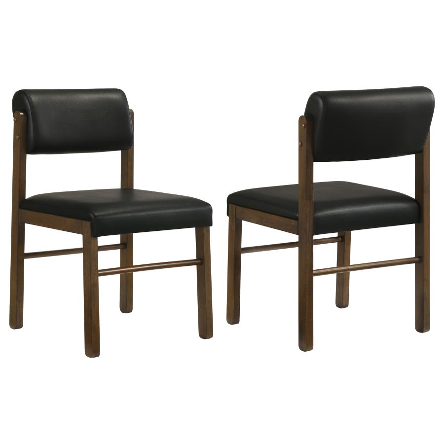 Home & Sleep Outlet - Kehoe Upholstered Dining Side Chair Black and Walnut (Set of 2)