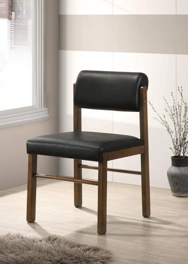 Home & Sleep Outlet - Kehoe Upholstered Dining Side Chair Black and Walnut (Set of 2)