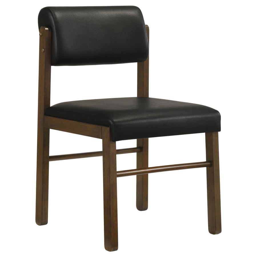 Home & Sleep Outlet - Kehoe Upholstered Dining Side Chair Black and Walnut (Set of 2)
